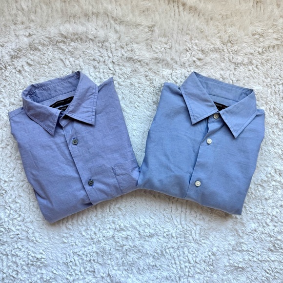 John Varvatos Set of 2 Button Down Shirts Mens S Long Sleeve Blue Coastal Office - Picture 1 of 16